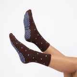 Espresso Blue Polka Dot - Grip Socks