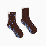 Espresso Blue Polka Dot - Grip Socks